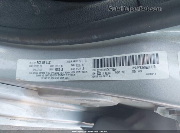 1C3CCCAB1GN174280 2016 CHRYSLER 200 Черный Вид подкапотного пространства