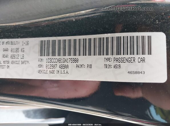 1C3CCCAB1GN175980 2016 CHRYSLER 200 Black Widok komory silnika
