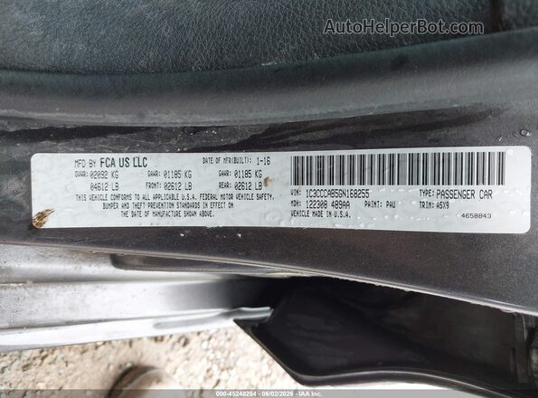1C3CCCAB5GN168255 2016 CHRYSLER 200 Gray ძრავის განყოფილების ხედი