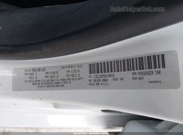 1C3CCCAB7GN103018 2016 CHRYSLER 200 Белый Вид подкапотного пространства