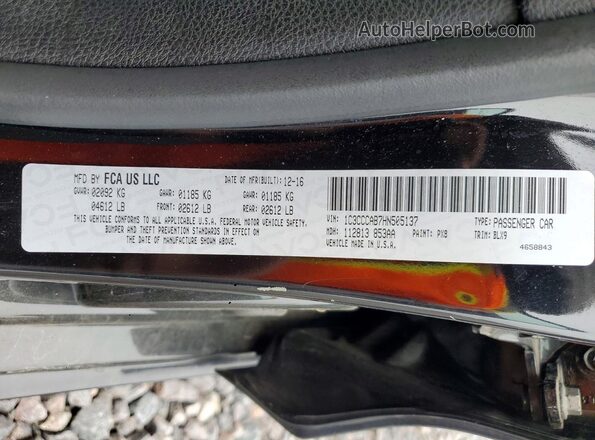 1C3CCCAB7HN505137 2017 CHRYSLER 200 Black Widok komory silnika
