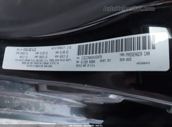 1C3CCCABXGN165478 2016 CHRYSLER 200 Black Widok komory silnika