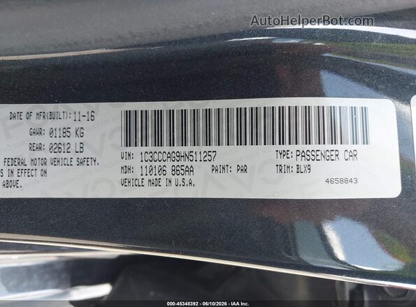1C3CCCAG9HN511257 2017 CHRYSLER 200 Black Engine compartment view