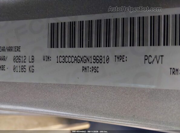 1C3CCCAGXGN196810 2016 CHRYSLER 200 Silver Widok komory silnika