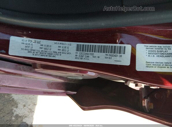 1C3CCCCG4GN172323 2016 CHRYSLER 200 Burgundy Вид підкапотного простору