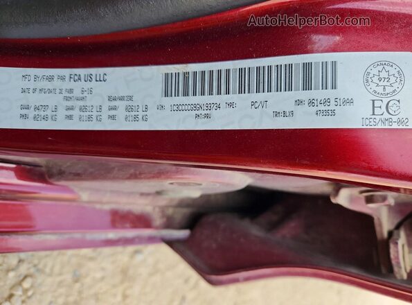 1C3CCCCG9GN193734 2016 CHRYSLER 200 Красный Вид подкапотного пространства