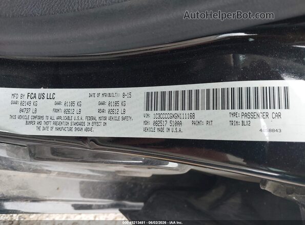 1C3CCCCGXGN111168 2016 CHRYSLER 200 Black Vista del compartimento del motor