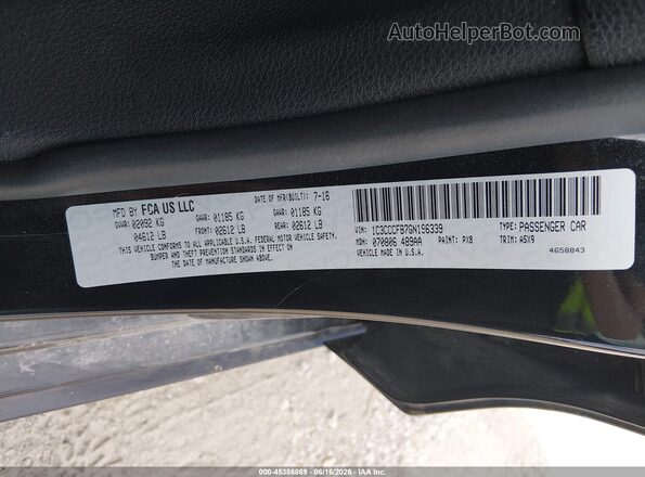 1C3CCCFB7GN196339 2016 CHRYSLER 200 LX Черный Вид подкапотного пространства