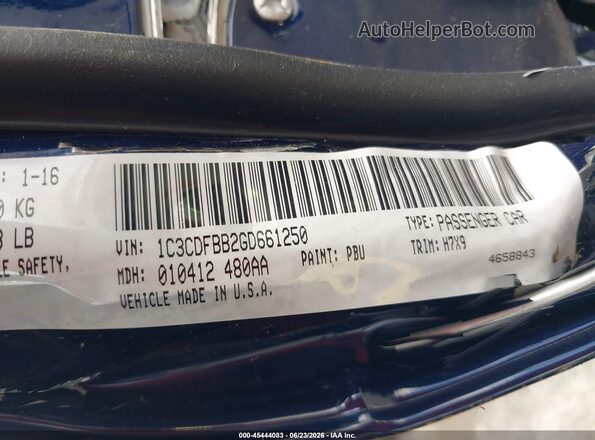 1C3CDFBB2GD661250 2016 DODGE DART Blue Вид підкапотного простору