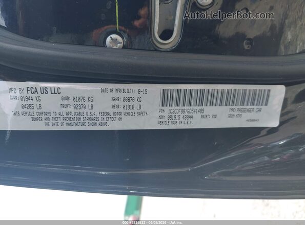 1C3CDFBB7GD541489 2016 DODGE DART Черный Вид подкапотного пространства