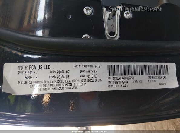 1C3CDFFAXGD817858 2016 DODGE DART Черный Вид подкапотного пространства
