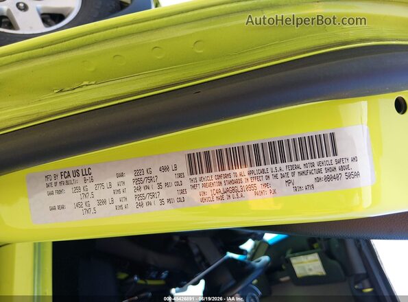 1C4AJWAG8GL310955 2016 JEEP WRANGLER Зеленый Вид подкапотного пространства