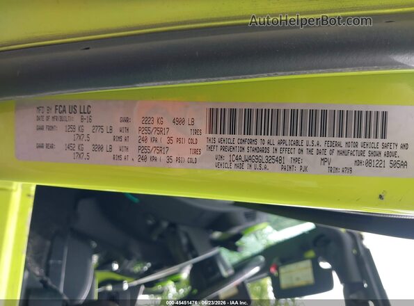 1C4AJWAG9GL325481 2016 JEEP WRANGLER Green Engine compartment view