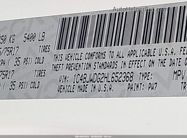 1C4BJWDG2HL652368 2017 JEEP WRANGLER UNLIMITED White Շարժիչի բաժամունքի տեսք