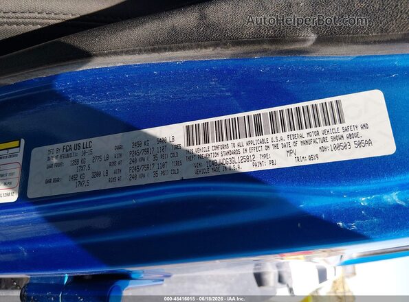 1C4BJWDG3GL125812 2016 JEEP WRANGLER UNLIMITED Blue Շարժիչի բաժամունքի տեսք