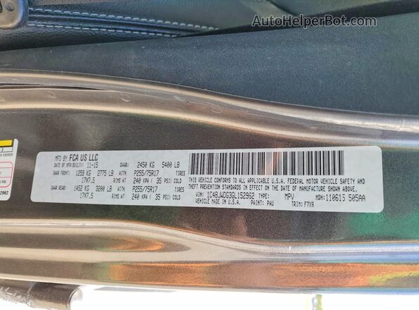 1C4BJWDG3GL152962 2016 JEEP WRANGLER Gray VIN sticker view