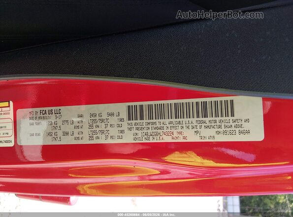 1C4BJWDG6HL743224 2017 JEEP WRANGLER UNLIMITED Red Շարժիչի բաժամունքի տեսք