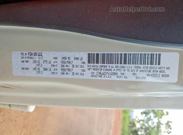 1C4BJWDG7HL629801 2017 JEEP WRANGLER Tan VIN sticker view