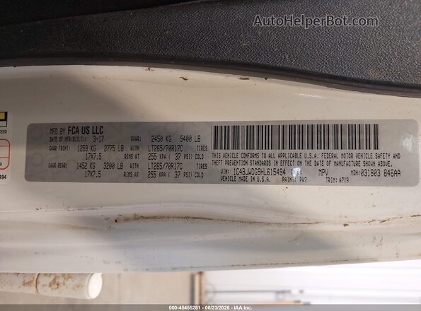 1C4BJWDG9HL615494 2017 JEEP WRANGLER UNLIMITED White Widok komory silnika