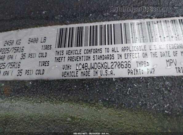 1C4BJWDGXGL270636 2016 JEEP WRANGLER UNLIMITED Gray Vista del compartimento del motor