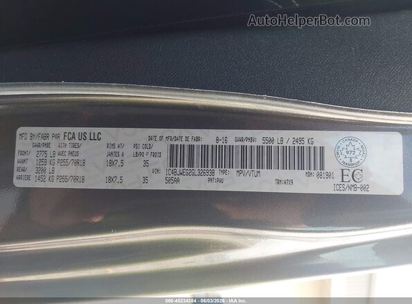 1C4BJWEG2GL326938 2016 JEEP WRANGLER UNLIMITED Black Շարժիչի բաժամունքի տեսք