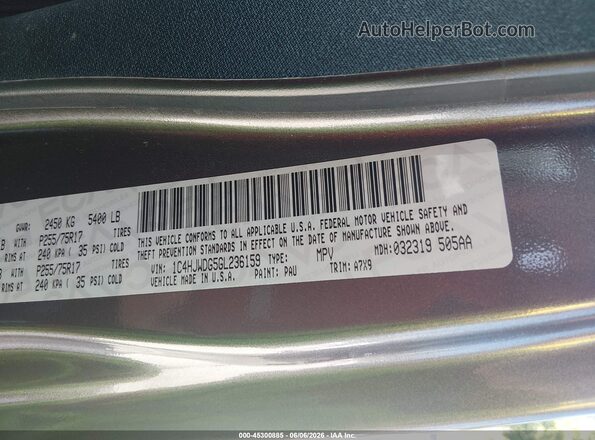 1C4HJWDG5GL236159 2016 JEEP WRANGLER UNLIMITED Серый Вид подкапотного пространства