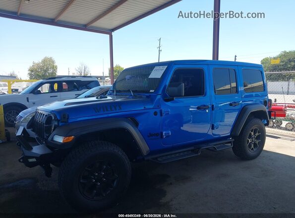1C4HJXDG0MW722488 2021 JEEP WRANGLER UNLIMITED Синий Панорамный вид салона 360°