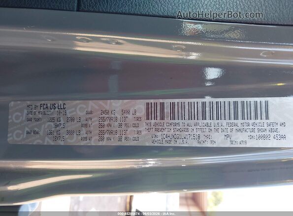 1C4HJXDG1LW171518 2020 JEEP WRANGLER UNLIMITED Gray ძრავის განყოფილების ხედი