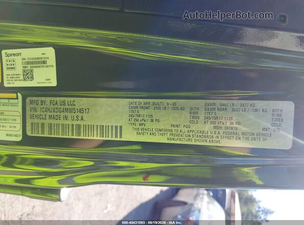 1C4HJXDG4MW514517 2021 JEEP WRANGLER UNLIMITED Green Շարժիչի բաժամունքի տեսք