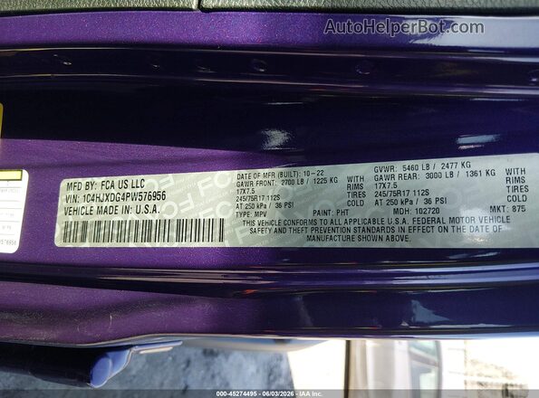 1C4HJXDG4PW576956 2023 JEEP WRANGLER Purple Շարժիչի բաժամունքի տեսք