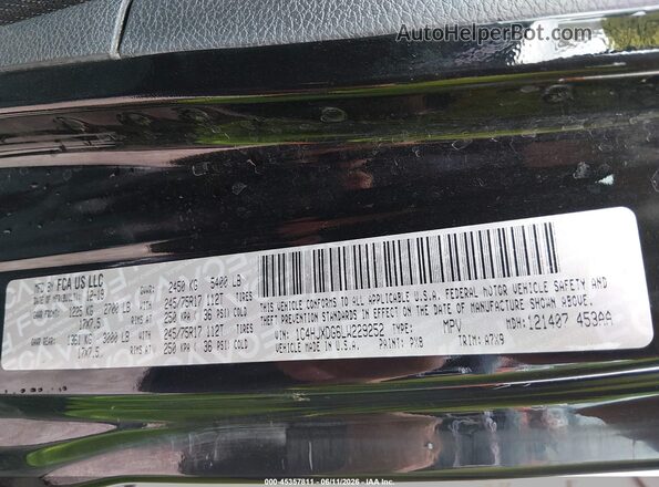 1C4HJXDG6LW229252 2020 JEEP WRANGLER UNLIMITED Черный Вид подкапотного пространства