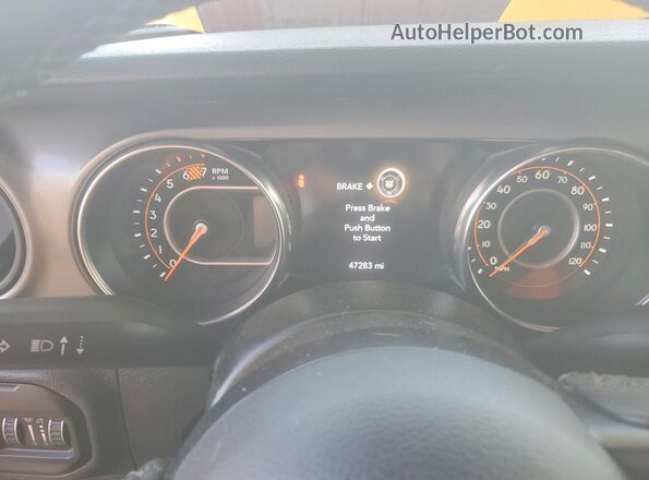 1C4HJXDN0MW744800 2021 JEEP WRANGLER Yellow Instrument cluster view