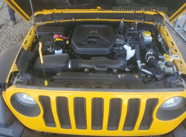 1C4HJXDN0MW744800 2021 JEEP WRANGLER Yellow Engine compartment view