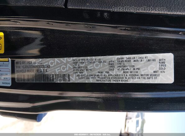 1C4HJXDN0NW235243 2022 JEEP WRANGLER UNLIMITED Black ძრავის განყოფილების ხედი