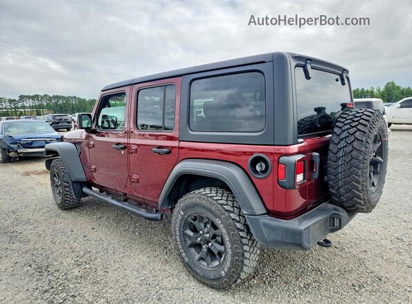 1C4HJXDN3MW766970 2021 JEEP WRANGLER Burgundy Հետևի ձախ