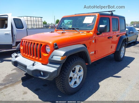 1C4HJXDN7JW211449 2018 JEEP WRANGLER UNLIMITED Orange წინა მარცხენა ხედი სამი მეოთხედიდან