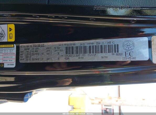 1C4HJXEG1LW135097 2020 JEEP WRANGLER Black Շարժիչի բաժամունքի տեսք