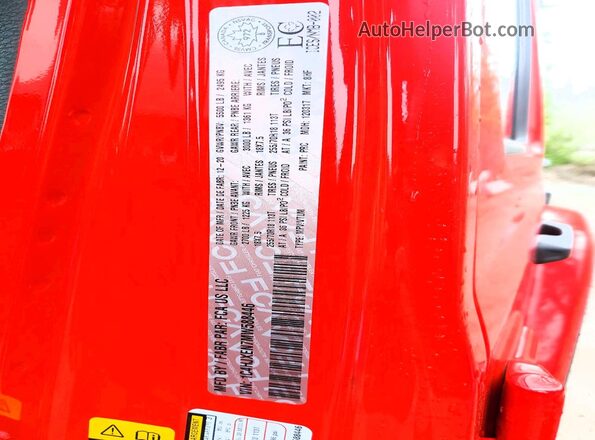 1C4HJXEN7MW588446 2021 JEEP WRANGLER Red Вид наклейки з VIN-кодом