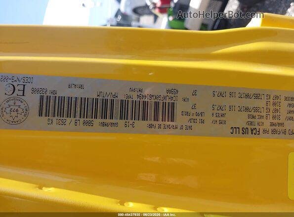 1C4HJXFG0KW614494 2019 JEEP WRANGLER UNLIMITED Yellow Vista del compartimento del motor