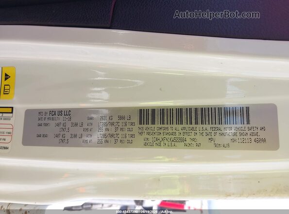 1C4HJXFN1KW522664 2019 JEEP WRANGLER UNLIMITED White Engine compartment view