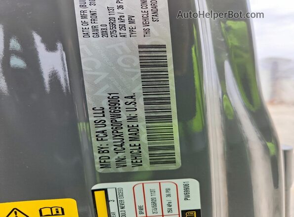 1C4JJXP60PW699061 2023 JEEP WRANGLER Gray Панорамний вид салону 360°