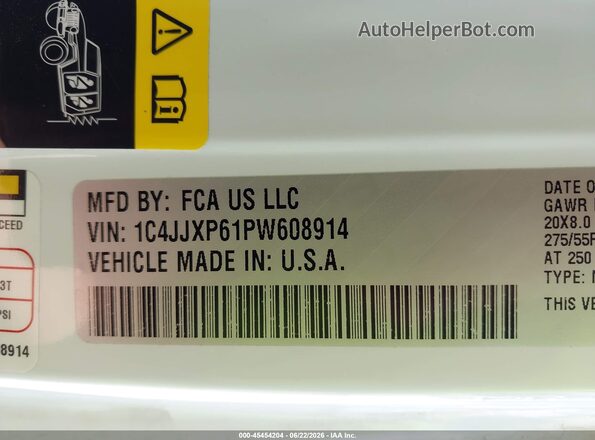 1C4JJXP61PW608914 2023 JEEP WRANGLER White Вид підкапотного простору