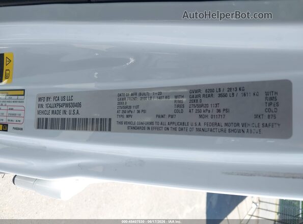 1C4JJXP64PW630406 2023 JEEP WRANGLER White Widok komory silnika