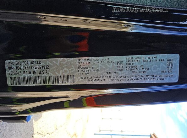 1C4JJXP67PW621912 2023 JEEP WRANGLER Black VIN sticker view