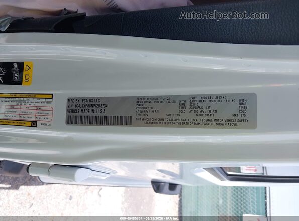 1C4JJXP68NW208734 2022 JEEP WRANGLER Белый Вид подкапотного пространства