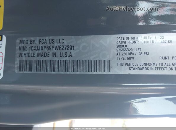 1C4JJXP69PW627291 2023 JEEP WRANGLER Серый Вид подкапотного пространства
