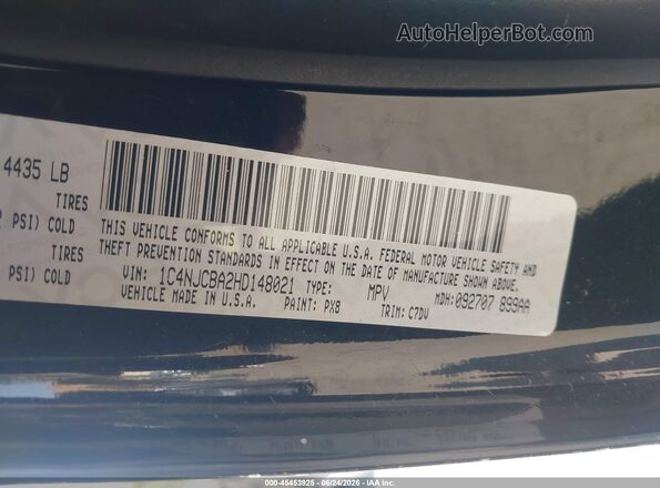 1C4NJCBA2HD148021 2017 JEEP COMPASS Black Вид підкапотного простору