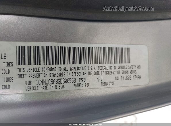 1C4NJCBA8GD600553 2016 JEEP COMPASS Gray Вид підкапотного простору