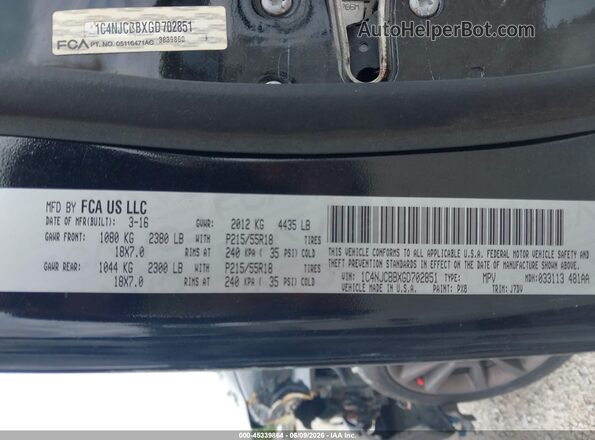 1C4NJCBBXGD702851 2016 JEEP COMPASS Black Vista del compartimento del motor