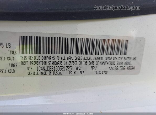 1C4NJDBB1GD521725 2016 JEEP COMPASS White Widok komory silnika